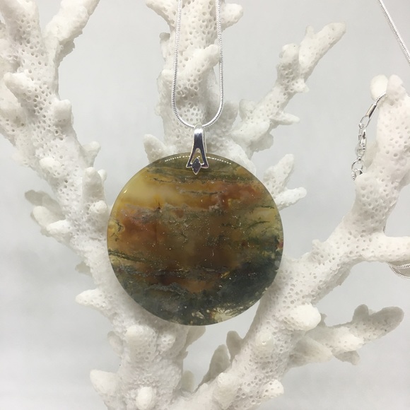 Hand Crafted Jewelry - Natural Moss Agate Necklace
